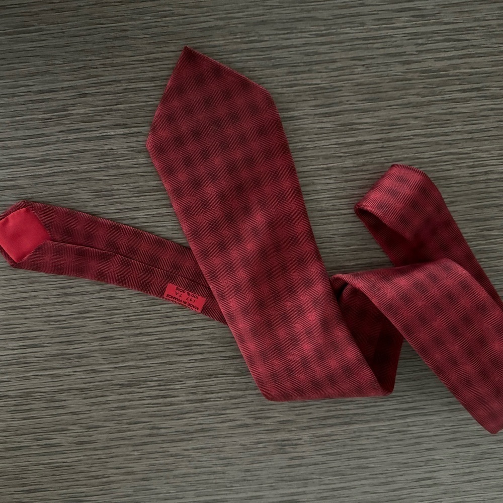 Authentic Vintage Hermes Paris‎ 100% Silk Plaid Patterned Tie Made in France - Picture 7 of 10